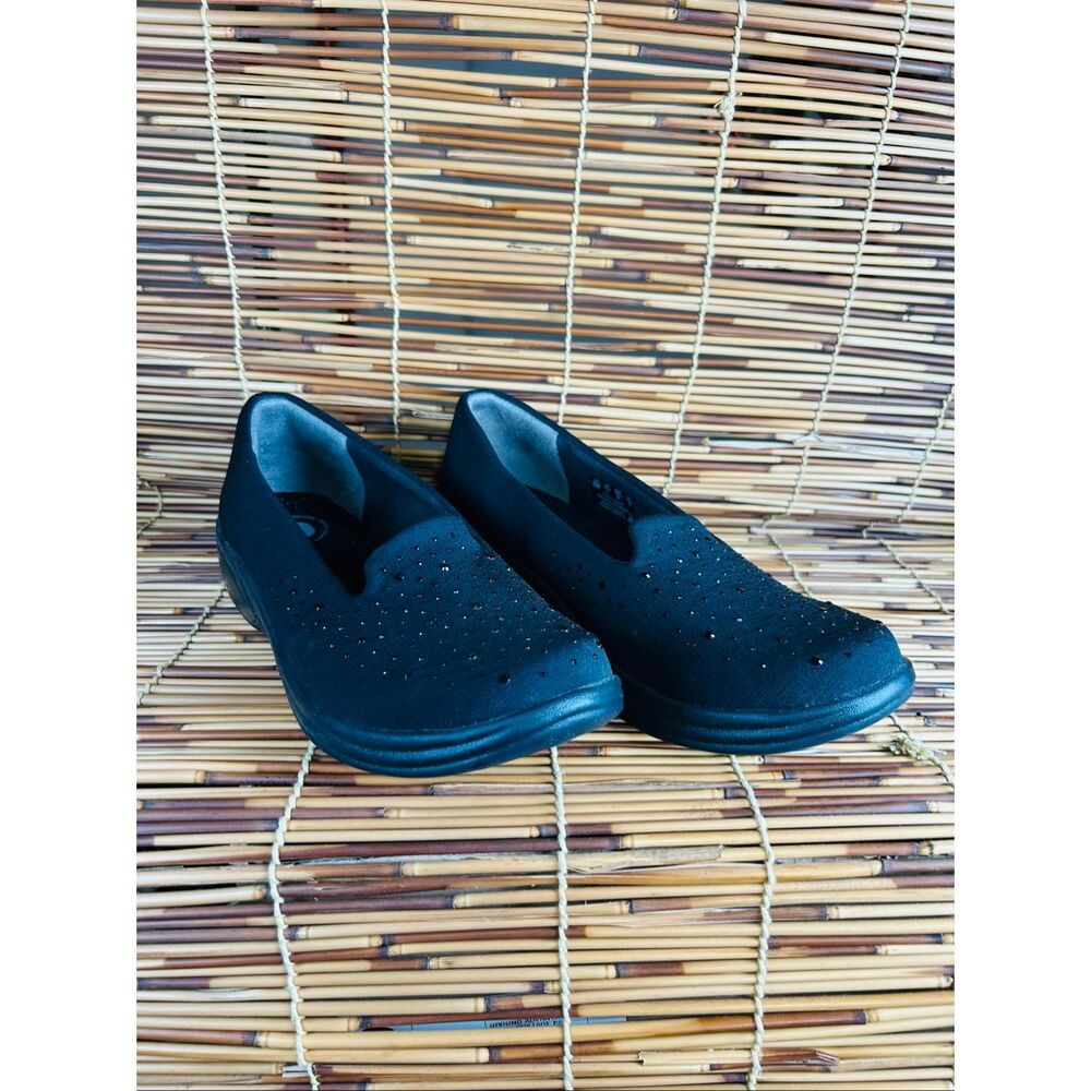 Bzees Poppyseed 3 Comfort Shoes 8.5W Wide Black Slip On Casual Sparkle
